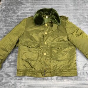 Vintage Blauer Ceiling Zero Jacket Mens 44L Green Faux Fur Collar USA Made Coat